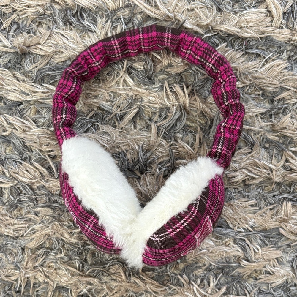 Nike Pink Plaid Earmuffs, Adjustable Length - Picture 2 of 8